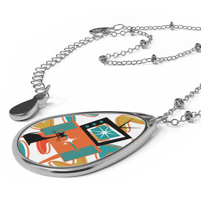 Atomic Cat Atomic Retro MCM  Oval Necklace - Mid Century Modern Gal