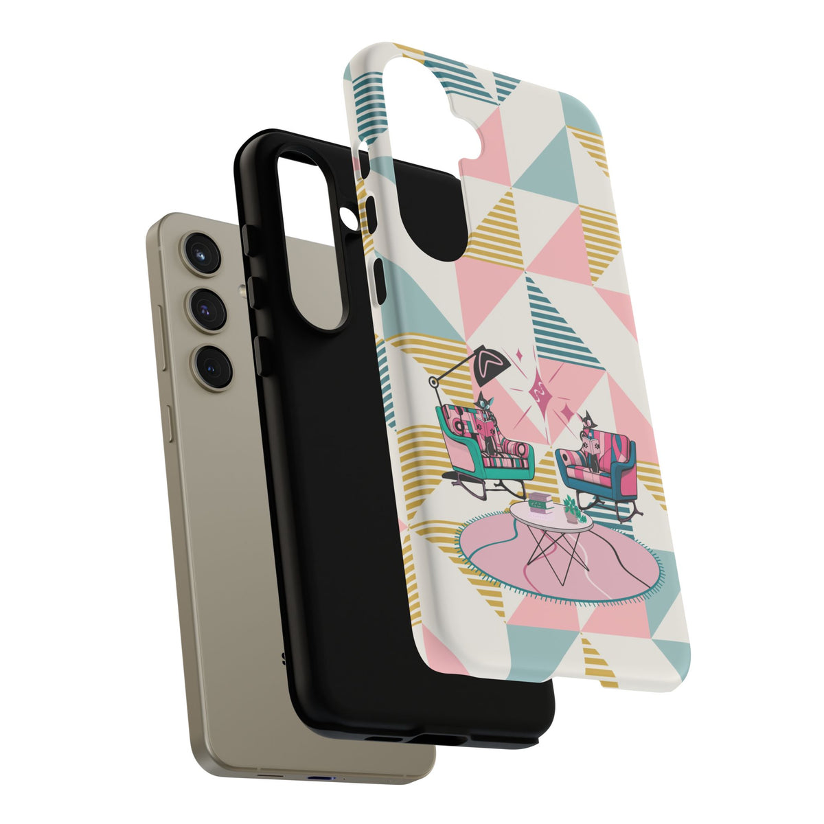 Atomic Cats Reading, Book Talk, Book Lover, Retro Chic Phone Case with Retro Vibe - Cozy Living Room Design