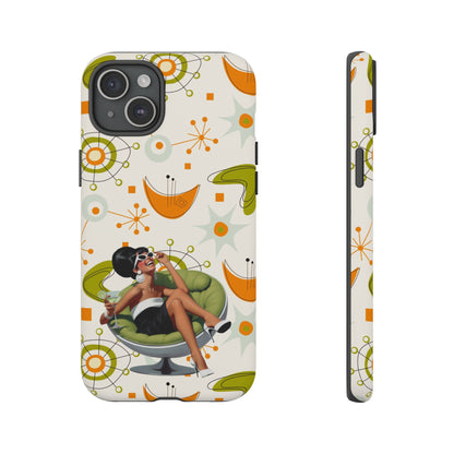 Mid Century Modern Atomic Starburst Mid Mod 60s Gal Retro Chic Tough Phone Case with Vintage Glamour Design - Mid Century Modern Gal