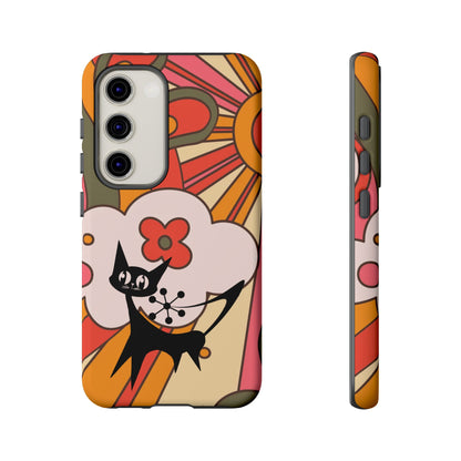 Atomic Cat, Retro Sunburst, Groovy Mod Smart Phone Tough Phone Cases - Mid Century Modern Gal