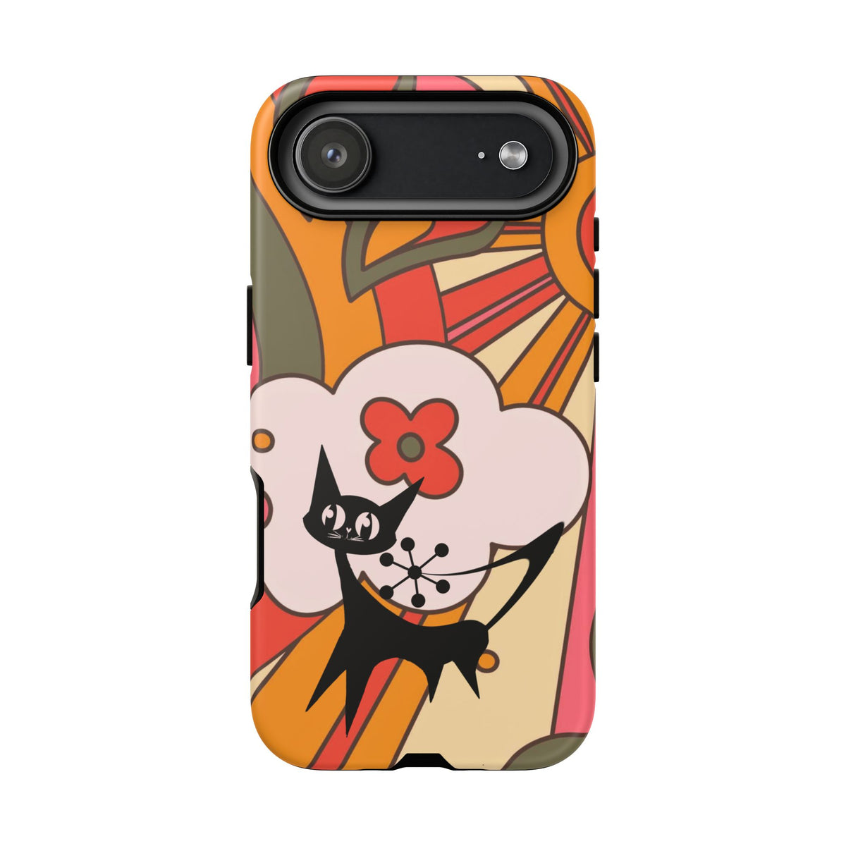 Atomic Cat, Retro Sunburst, Groovy Mod Smart Phone Tough Phone Cases