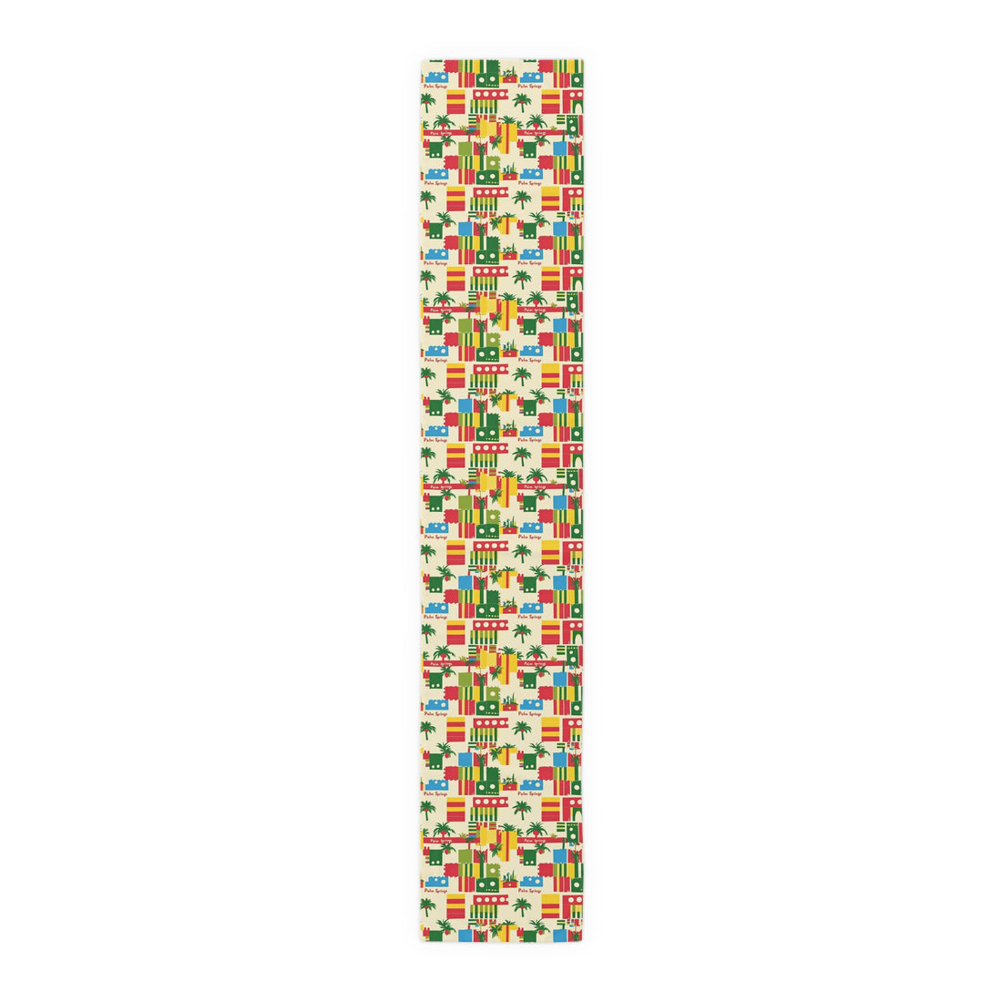 Tropical Palms Spring California Paradise Table Runner - Bright Cotton &amp; Poly Design for Summer Dining - Mid Century Modern Gal