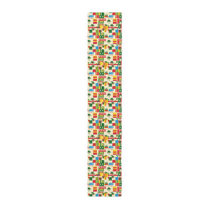 Tropical Palms Spring California Paradise Table Runner - Bright Cotton &amp; Poly Design for Summer Dining - Mid Century Modern Gal