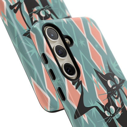 Mid Mod Atomic Cat Kitschy Retro Chic Samsung, Smart Phone Tough Cases