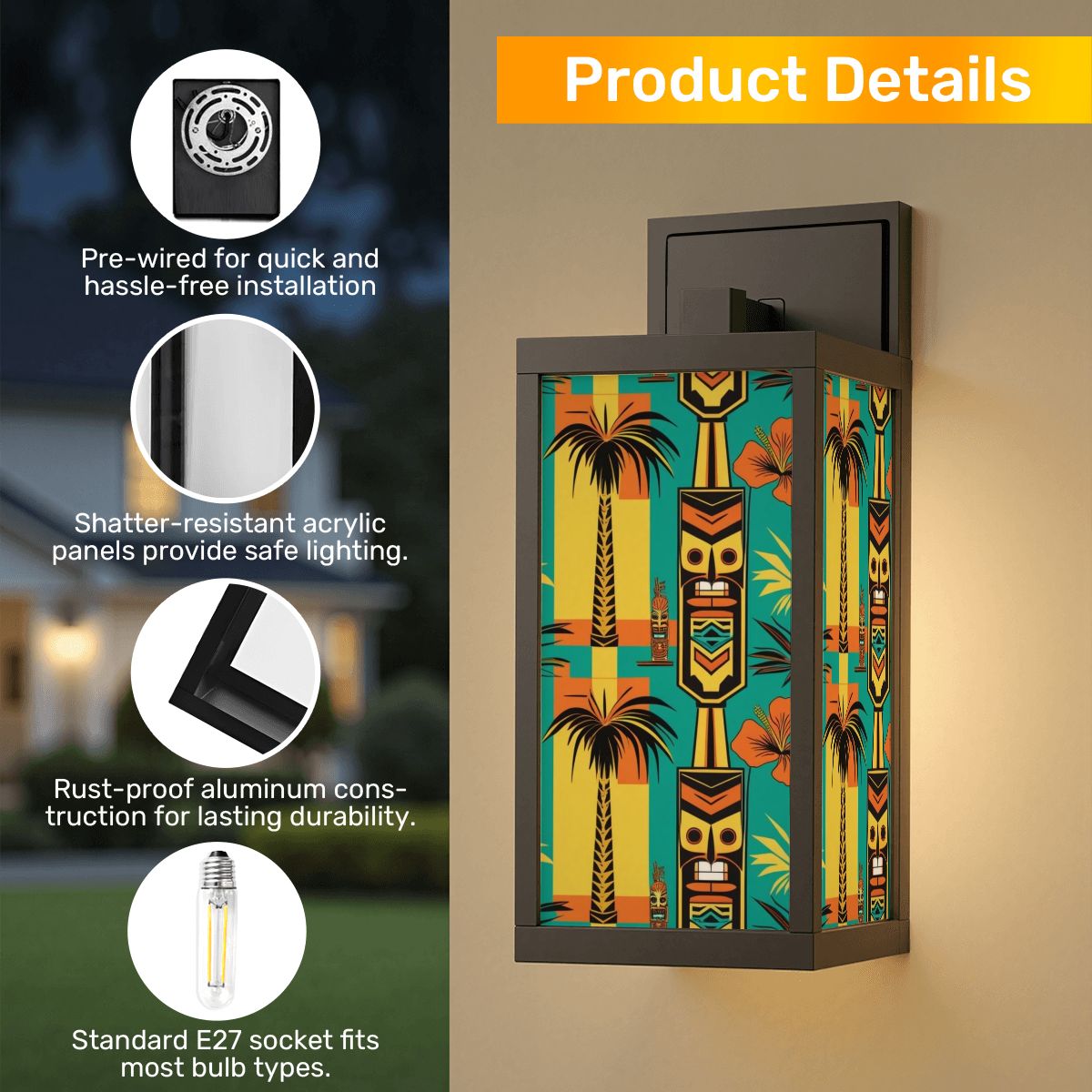 Mid Century Modern Tiki Polynesian Retro Mod Patio Wall Light - Mid Century Modern Gal
