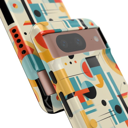 Bauhaus Designed Mid Mod Geometric Groovy Smart Phone, iPhone, Samsung Compatible Tough Cases
