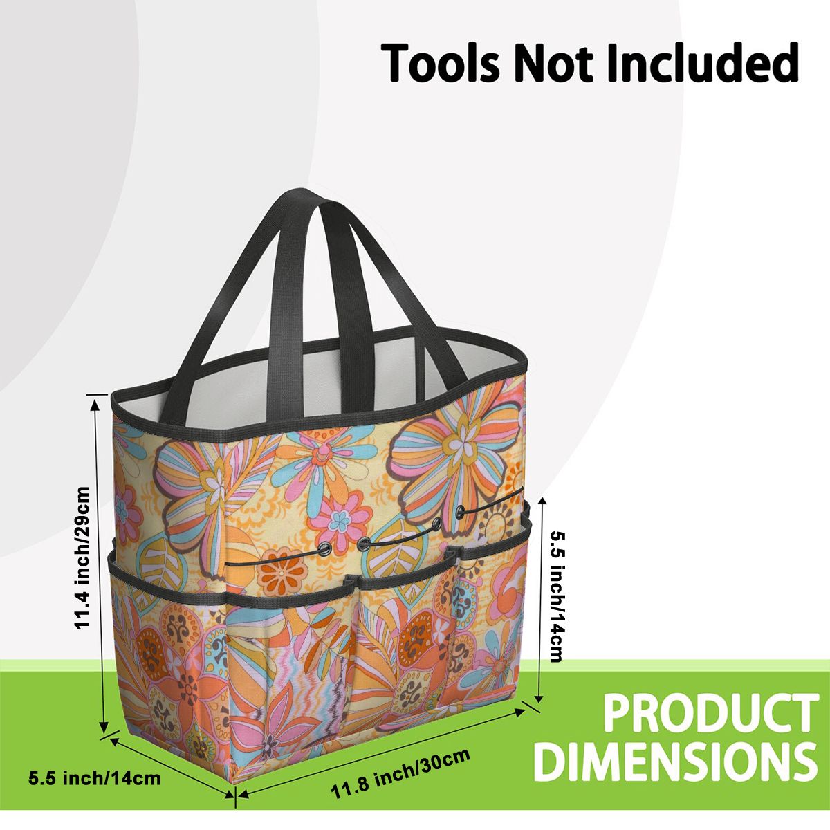 Vintage 70s Floral Pink Yellow Blue, Groovy Mid Mod Flower Power Garden Tool Bag - Mid Century Modern Gal