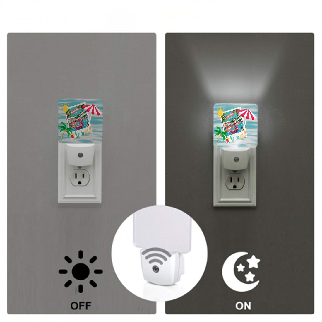 Palm Springs Hotel, Kitschy Cats, Flamingo Quirky Fun Night Light Wall Plug In Set - Mid Century Modern Gal