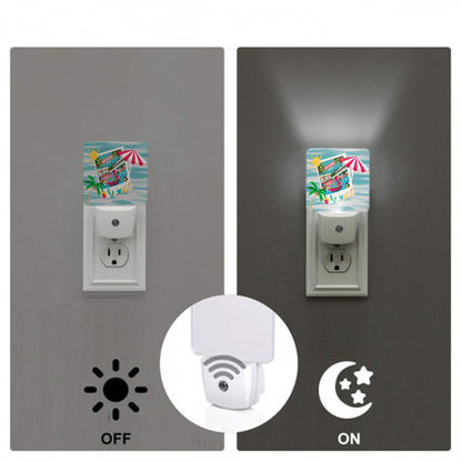 Palm Springs Hotel, Kitschy Cats, Flamingo Quirky Fun Night Light Wall Plug In Set - Mid Century Modern Gal