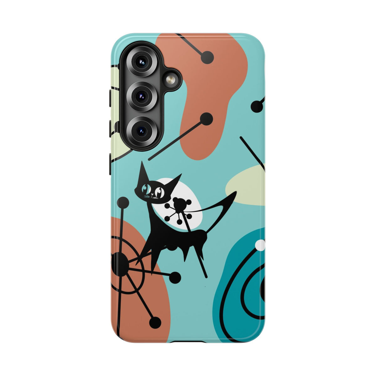 Atomic Kittie, Mid Century Modern Geometric Amoeba Retro Smart PhoneTough Phone