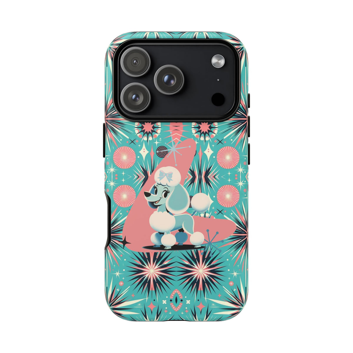 1950s Mid Century Modern Atomic Pink, Poodle Retro Smart Phone Tough Cases