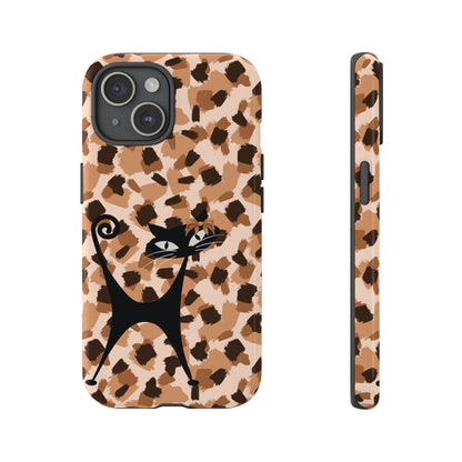 Mid Century Modern Atomic Cat, Animal Print Kitschy Trendy Smart Phone Tough Cases