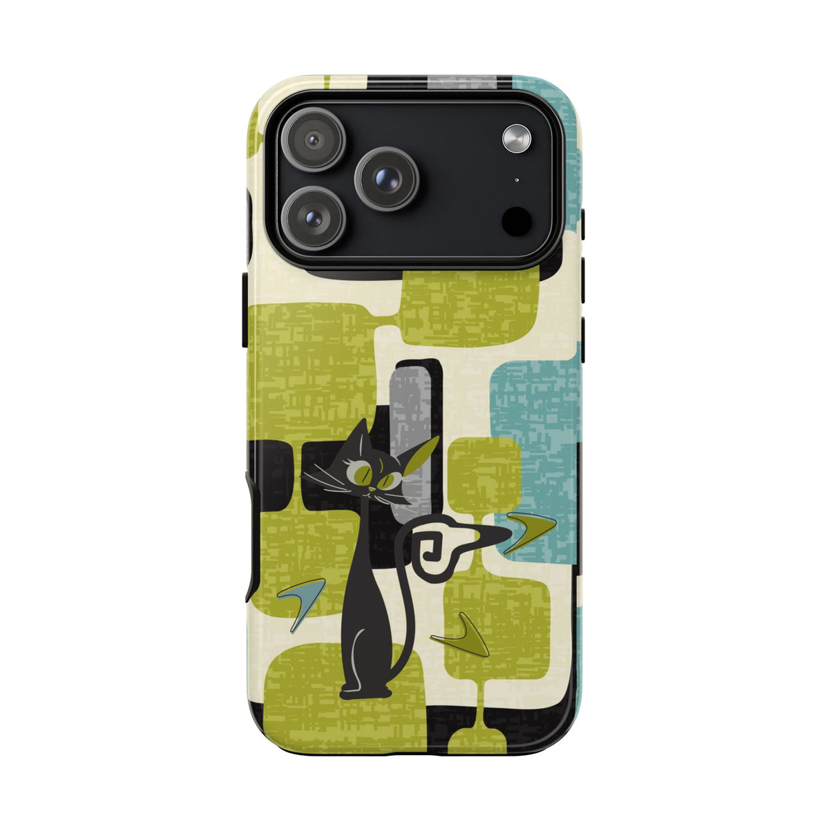 Mid Century Modern Geometric Kitschy Cat, Boomerang Retro Smart Phone Tough Cases
