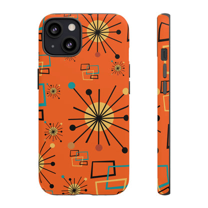Mid Century Modern Sinatra Orange, Starburst, Geometric Funky Fun Tough Phone Case - Mid Century Modern Gal