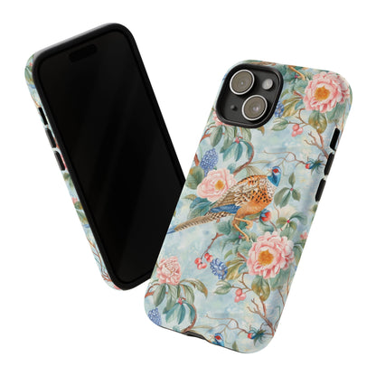 Chinoiserie Designed Floral Pheasant Phone Case with Bird Design