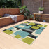 Mid Century Modern Geometric Indoor, Outdoor Area Rug, Lime Green, Aqua Blue, Black - Mid Century Modern Gal