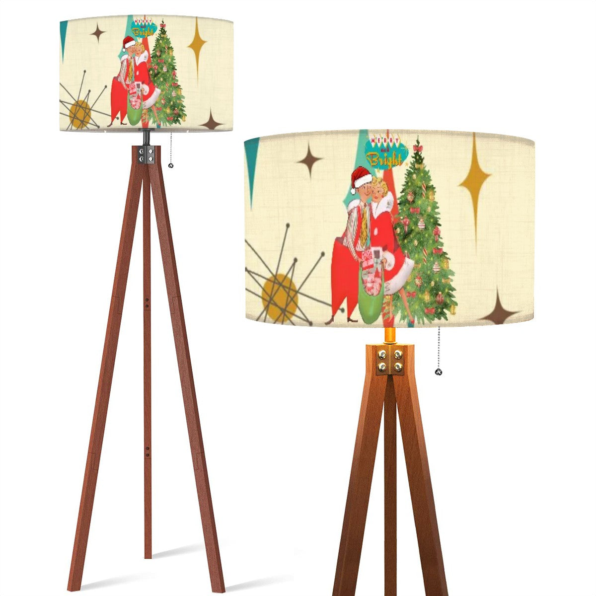 Franciscan Diamond Retro Vintage Kitschy Christmas Tripod Floor Lamp Shade ONLY