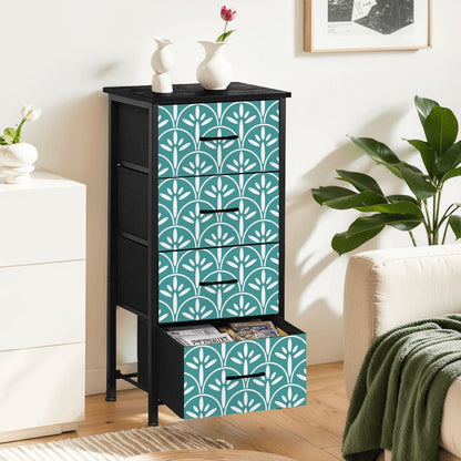 Mid Century Modern Stylish Art Deco Blue Aqua and White MCM 4-Drawer Dresser - Mid Century Modern Gal