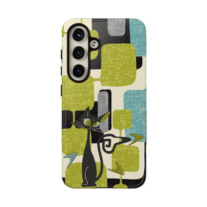 Mid Century Modern Geometric Kitschy Cat, Boomerang Retro Smart Phone Tough Cases