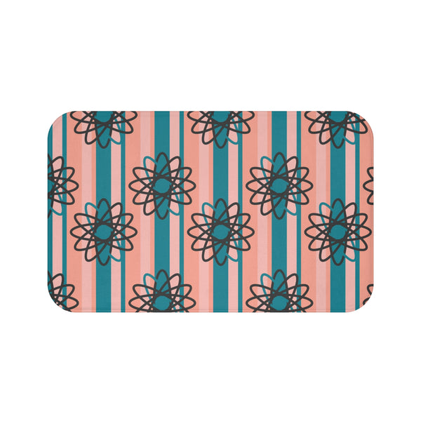 Mid Century Modern Atomic Atom, Teal, PInk, Retro Bath Mat