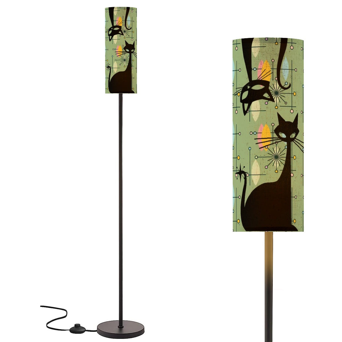 Atomic Starburst Atomic Cat Green Yellow Sputnik Designed MCM Floor Lamp - Mid Century Modern Gal