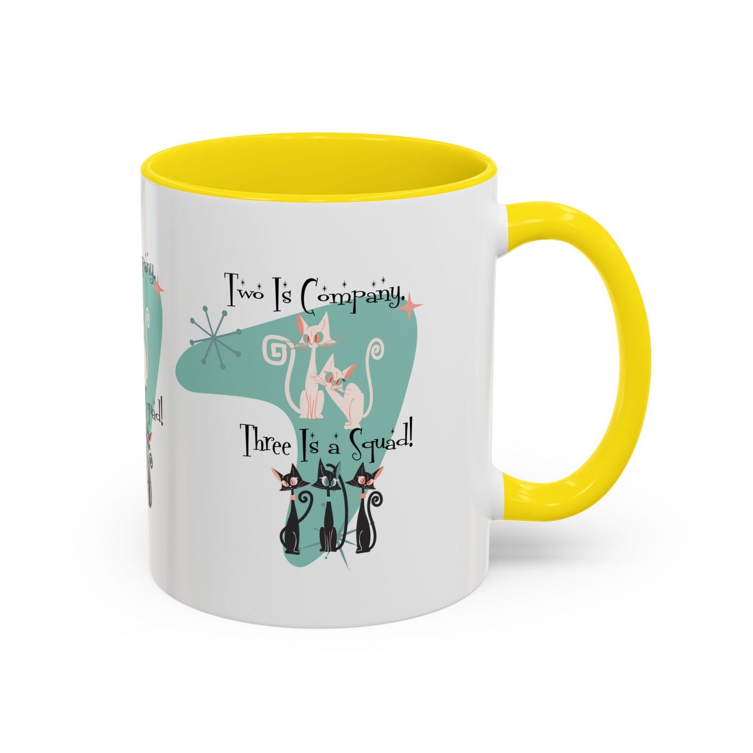 Atomic Cat Mug, Kitschy Cute Co-Worker, Best Mid Mod Charming Cat Coffee Mug - Mid Century Modern Gal