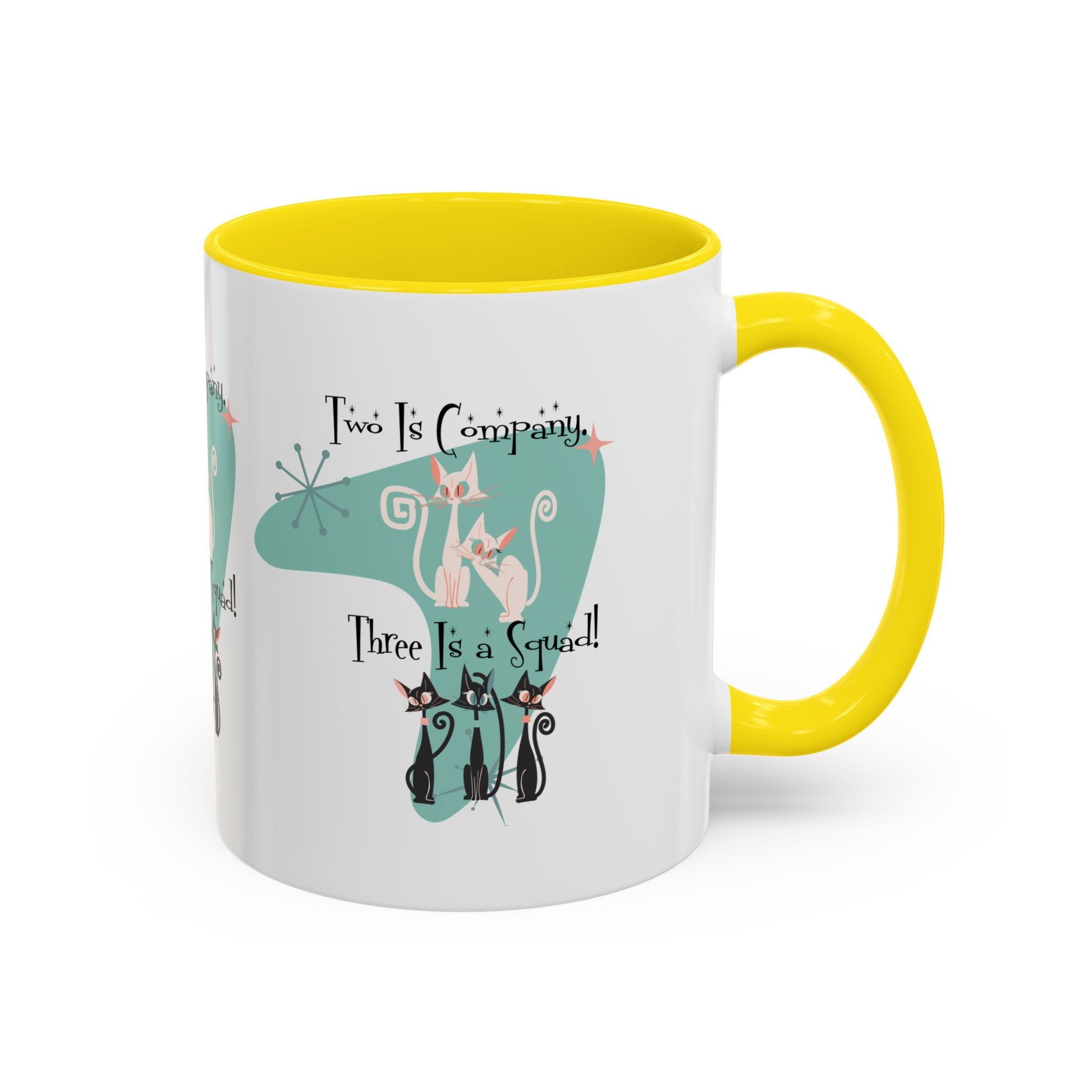 Atomic Cat Mug, Kitschy Cute Co-Worker, Best Mid Mod Charming Cat Coffee Mug - Mid Century Modern Gal