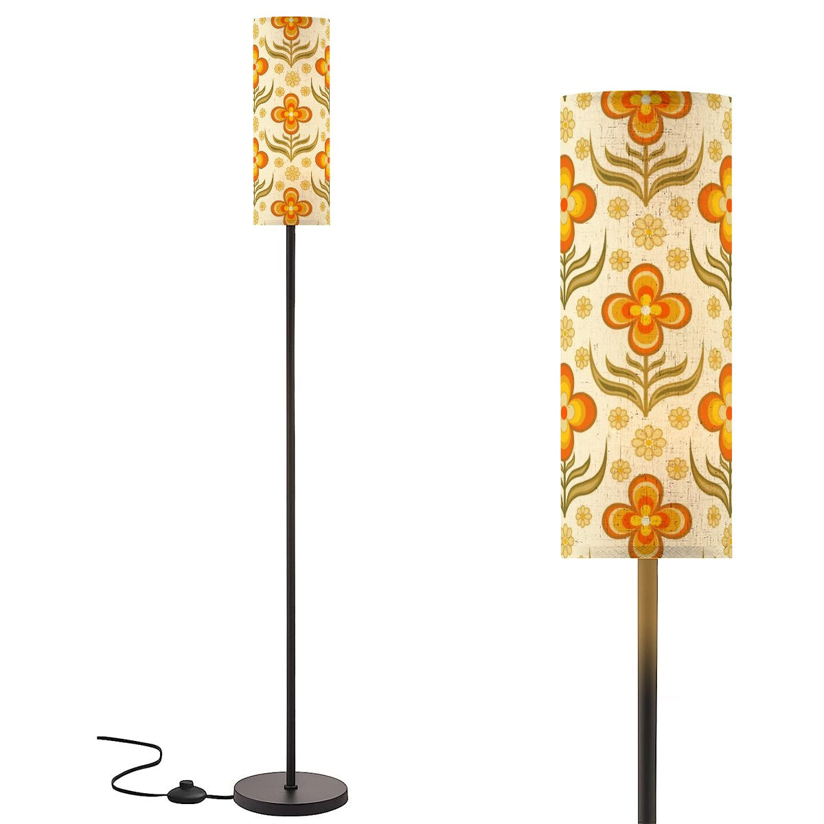 Retro Groovy Flower Power Orange Yellow Mod Floor Lamp - Mid Century Modern Gal