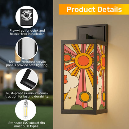 Retro Rays Groovy 70s Sunshine Mid Mod Patio Wall Light - Mid Century Modern Gal