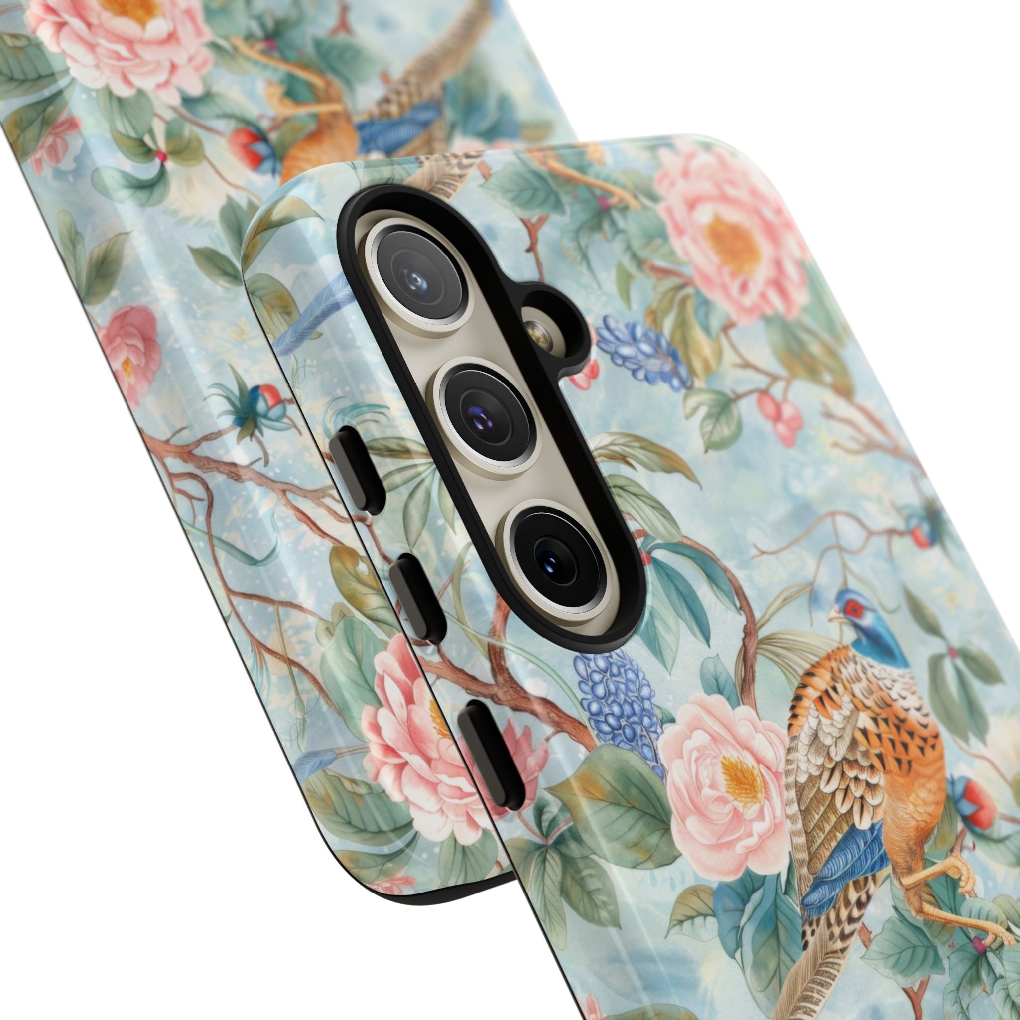 Chinoiserie Designed Floral Pheasant Phone Case with Bird Design