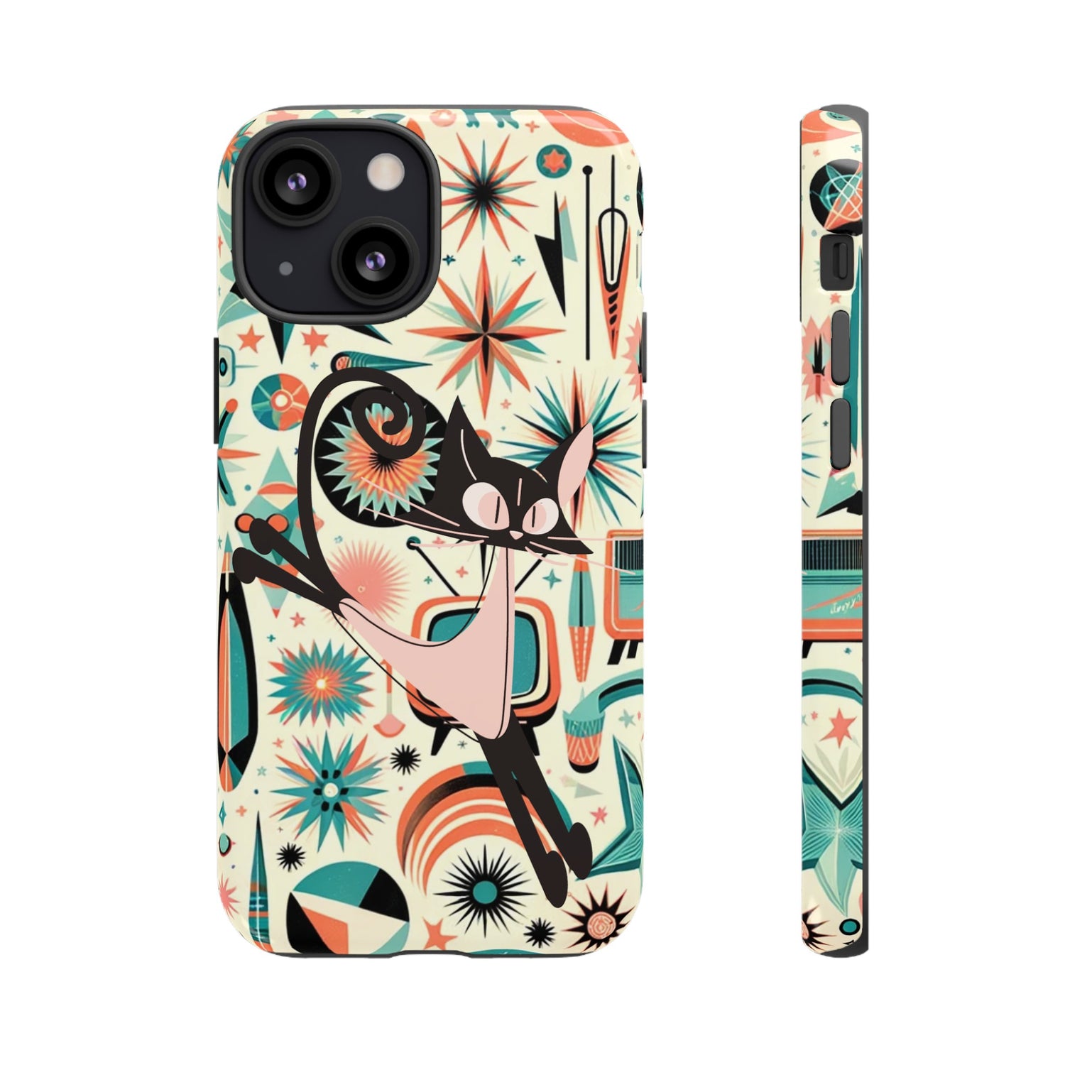 Atomic Kitty Boomerang Space Kitty Mid Century Modern Samsung, Smart Phone, Tough Cases