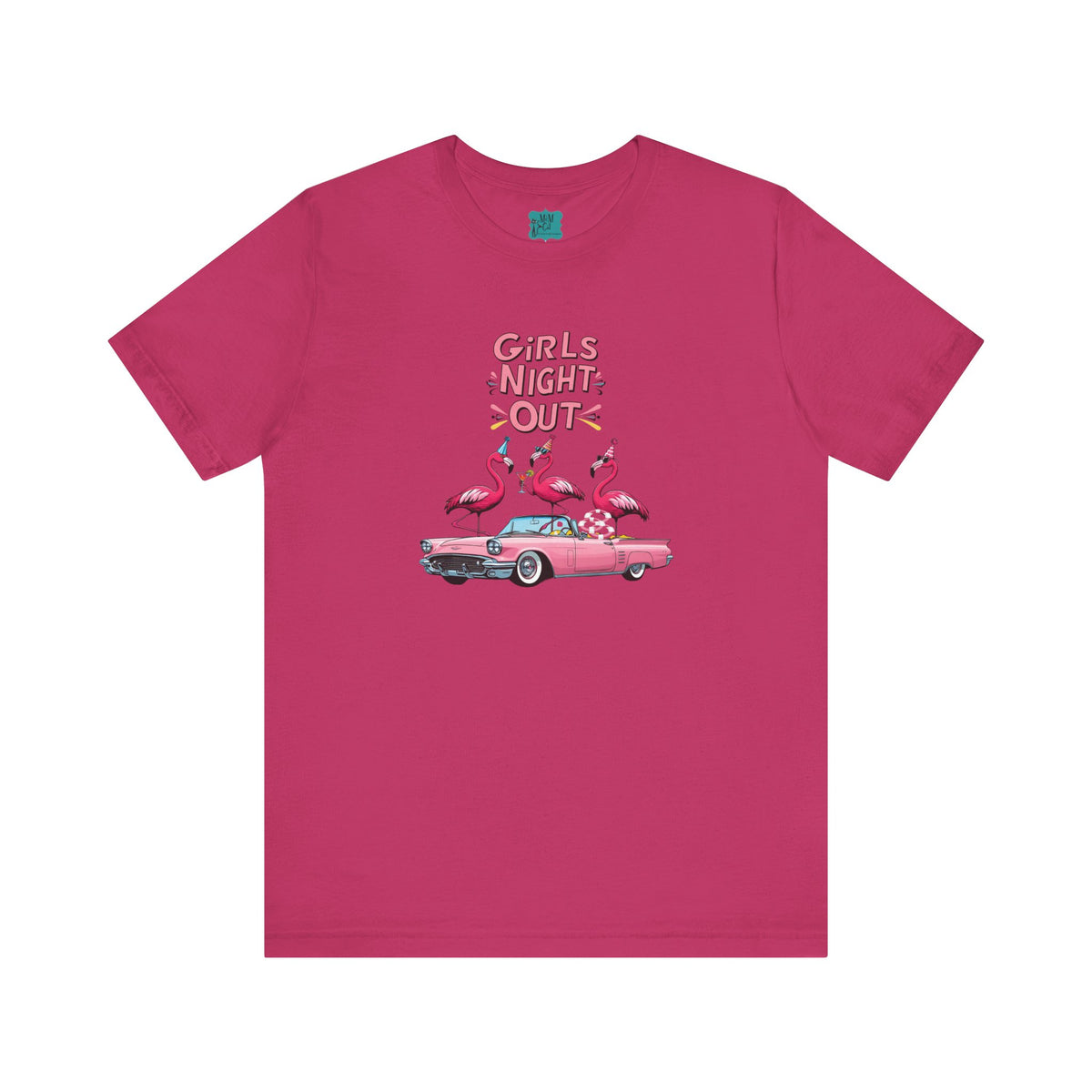 Girls Night Out Retro Fun Party Flamingo Tee - Mid Century Modern Gal