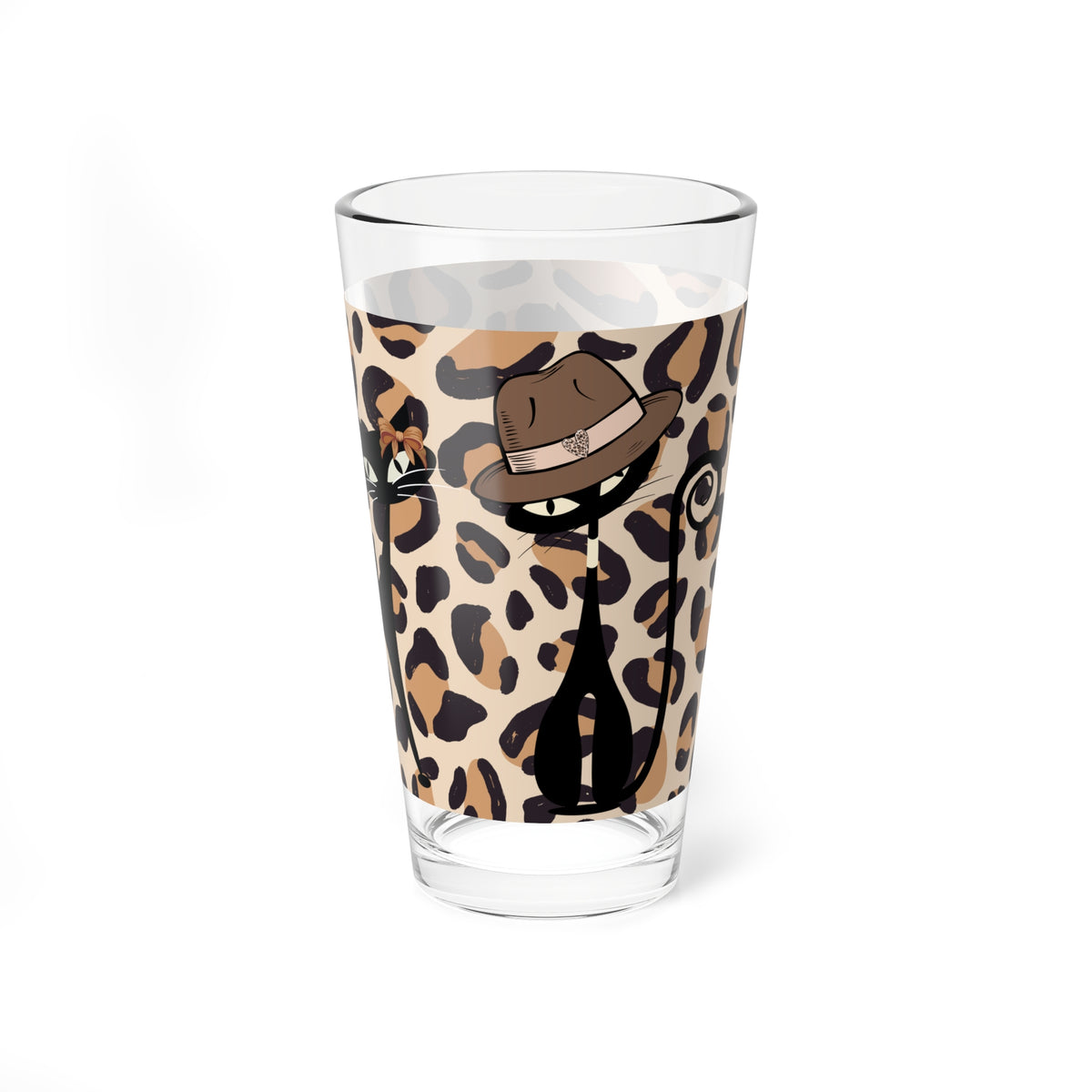 Atomic Cats 50s Mid Century Modern Barware, Kitschy Fun Leopard Print Glass - Mid Century Modern Gal
