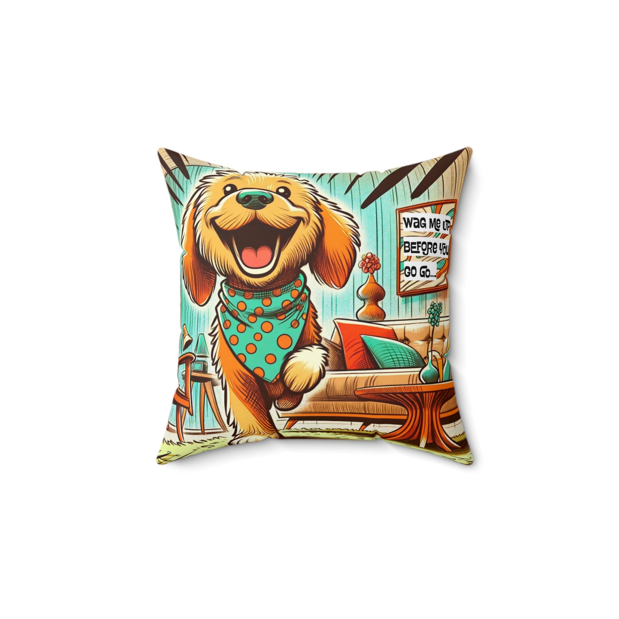 Golden Doodle Dog Lover, Funny Kitschy Mid Century Modern Style, Pillow And Insert