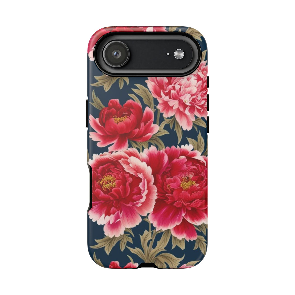 Chinoiserie Royal Blue Pink, Red Roses And Peony Floral Tough Phone Case