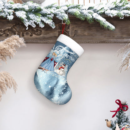 Wallace And Davis Sisters Sisters Blue Mid Mod Plush Christmas Stocking - Mid Century Modern Gal