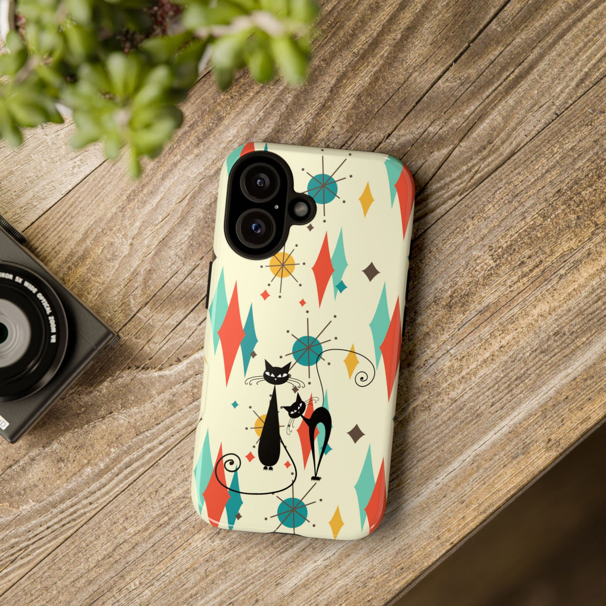 Atomic Kitty Cat, Mid Mod Franciscan Pattern, Kitsch Tough Phone Cases