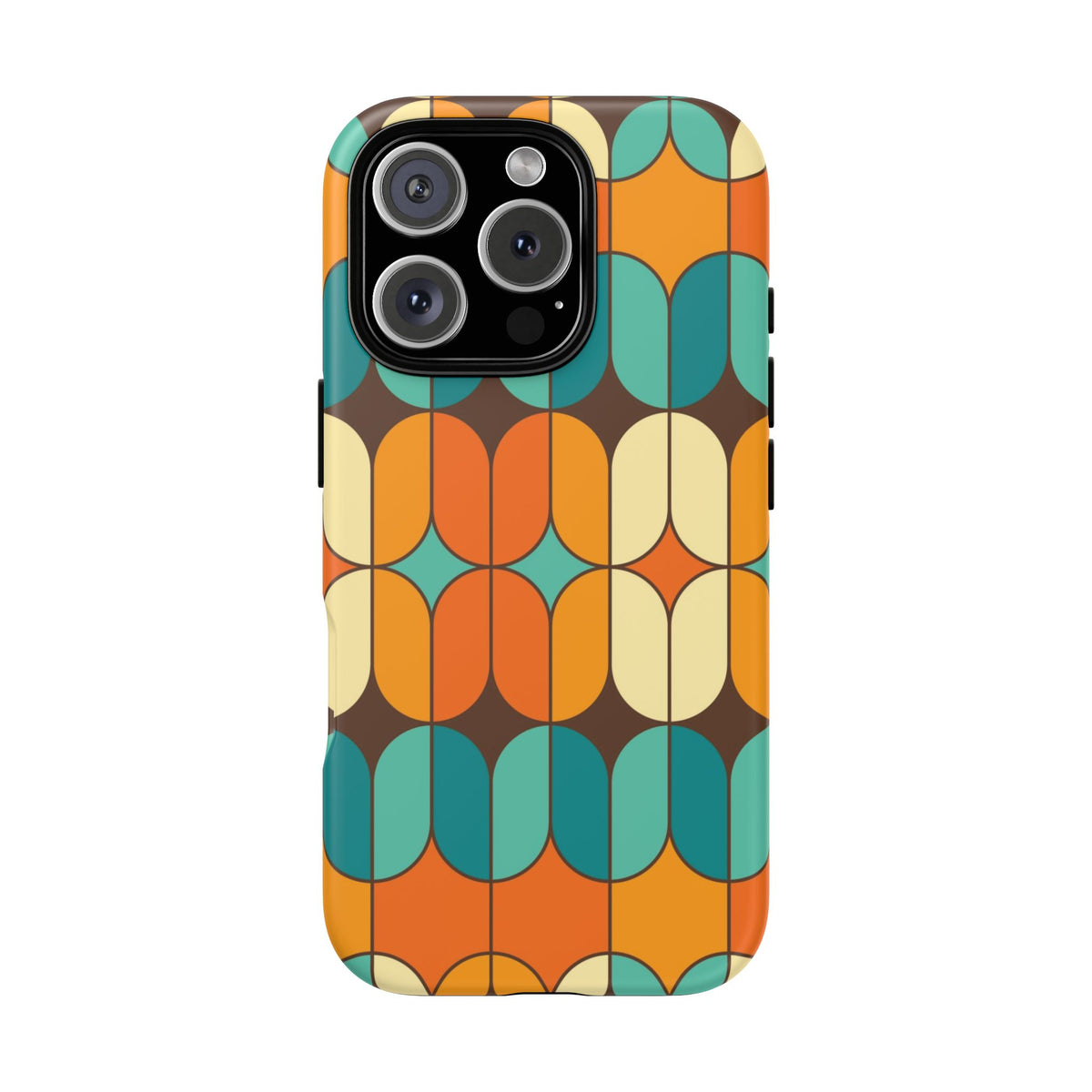 Mid Century Modern Orange, Teal Geometric Mod Designed Tough Phone Case