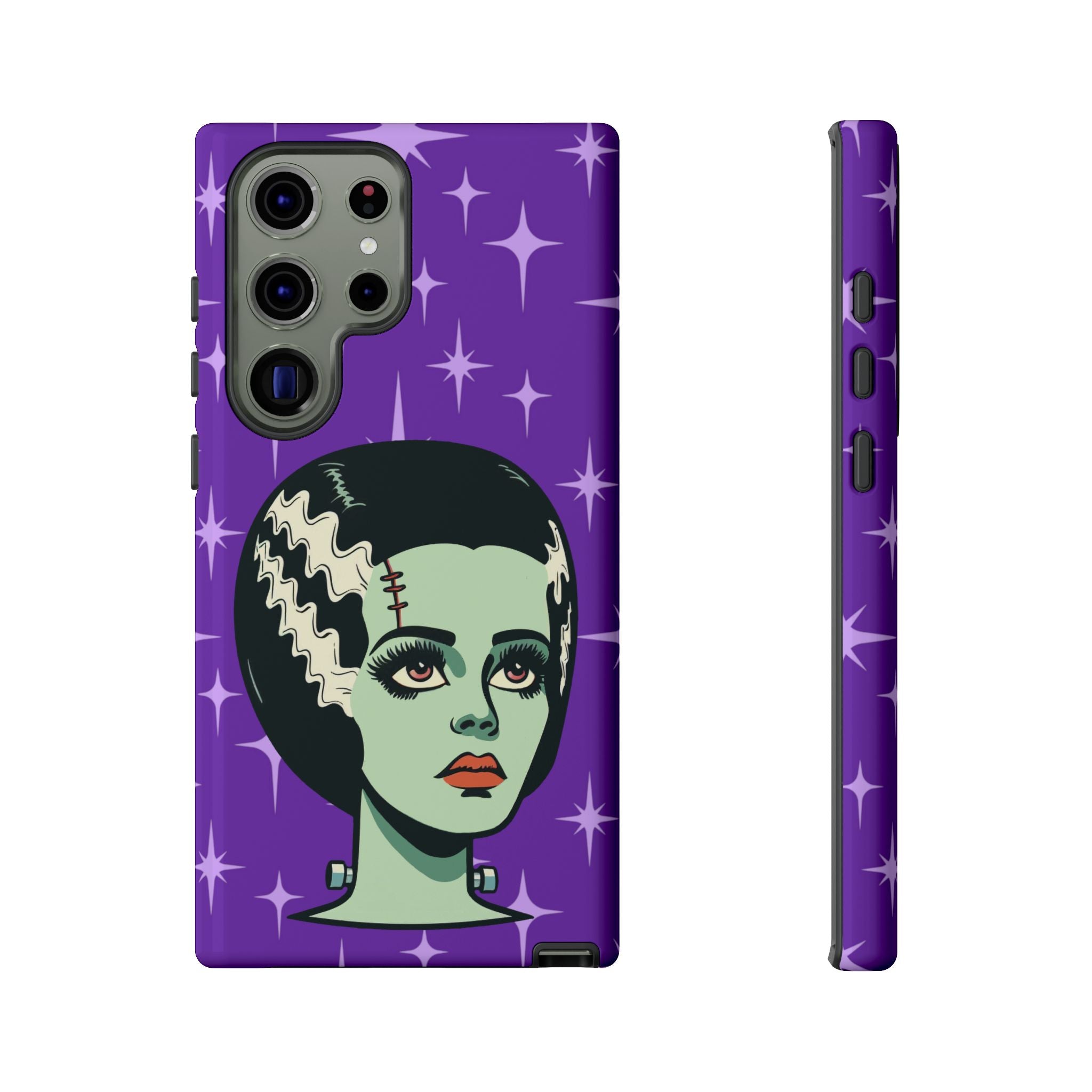 Bride of Frankenstein Retro Mid Mod Horror Buff Purple Halloween Tough Phone Case - Mid Century Modern Gal