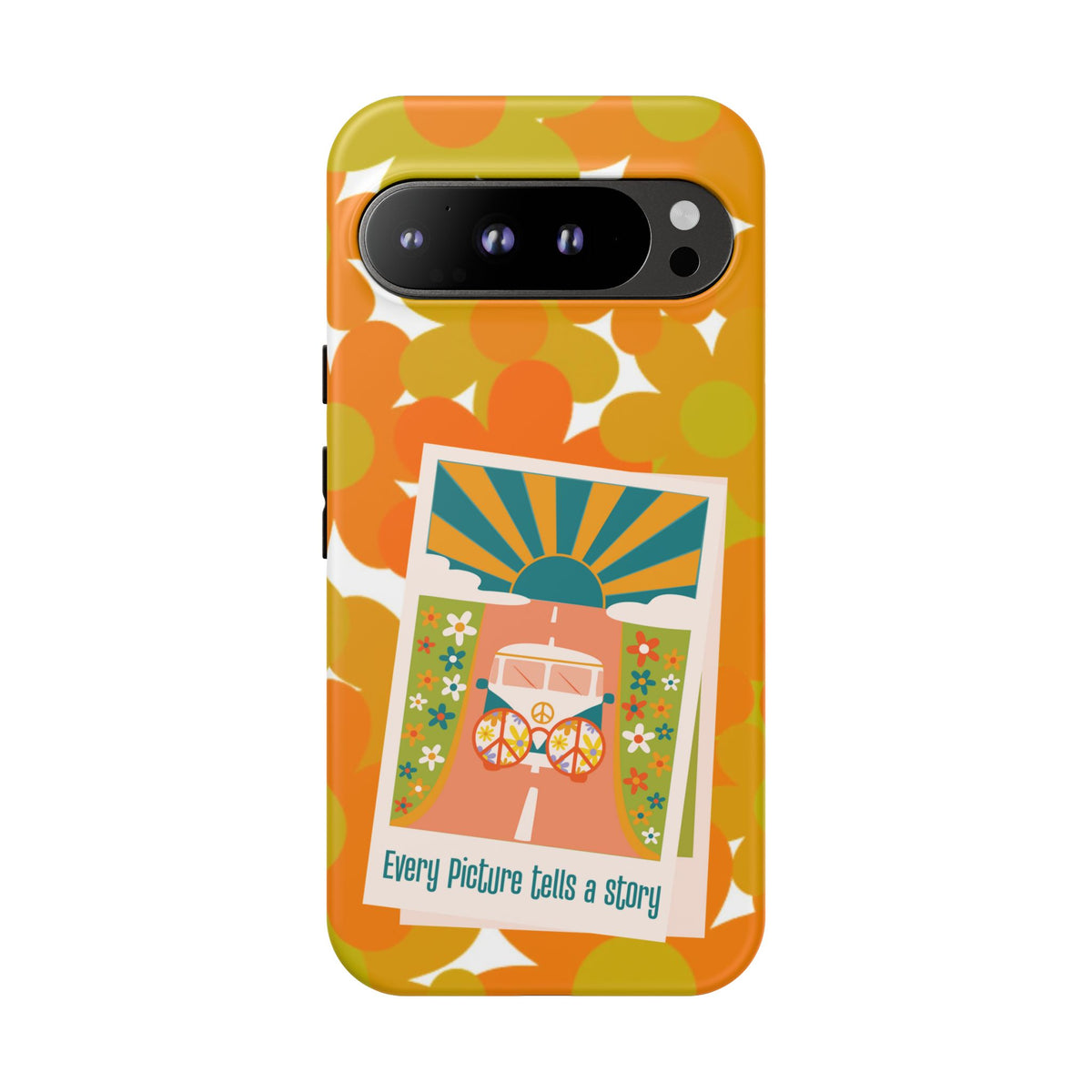 Retro Phone Case, Orange Flower Power, Polaroid Picture, Mod Smart Phone Tough Phone Cases