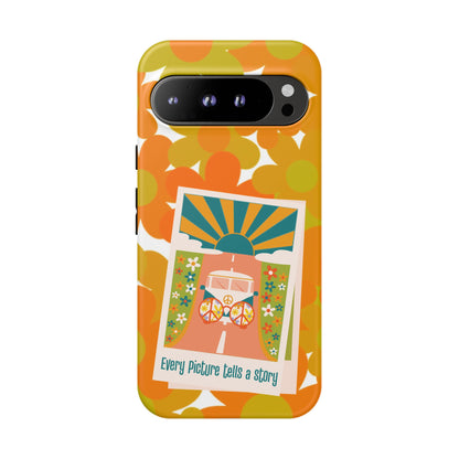 Retro Phone Case, Orange Flower Power, Polaroid Picture, Mod Smart Phone Tough Phone Cases