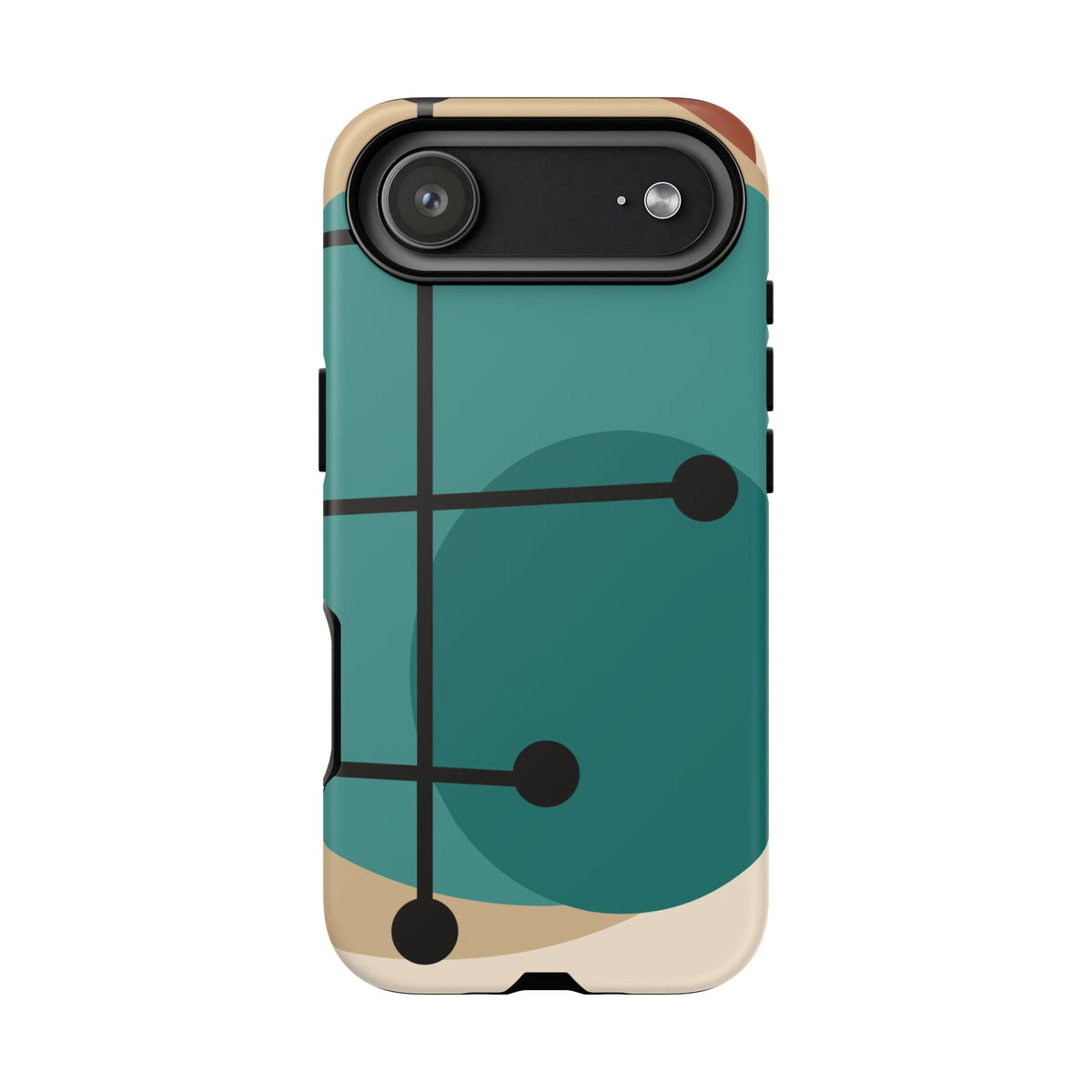 Mid Century Mod, Geometric, Retro Beige Teal Blue, Smart Phones Tough Phone Cases