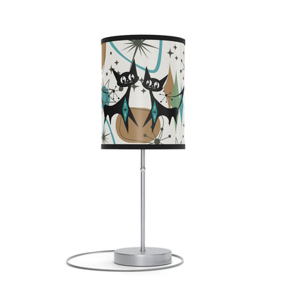 Mid Century Modern Table Lamp, Atomic Kitschy Cats, Starbursts Boomerang Themed Table Lamp - Mid Century Modern Gal