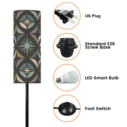 Mid Century Modern Elegant Gray Geometric Starburst Slim Floor Lamp - Mid Century Modern Gal