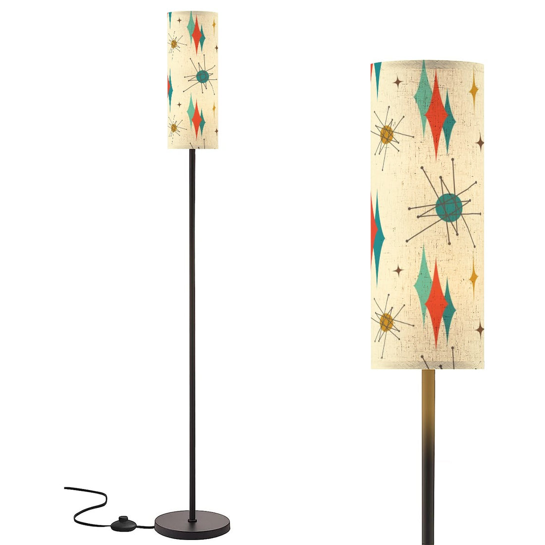 Mid Century Modern Franciscan Starburst Pattern Slim Modern Floor Light - Mid Century Modern Gal