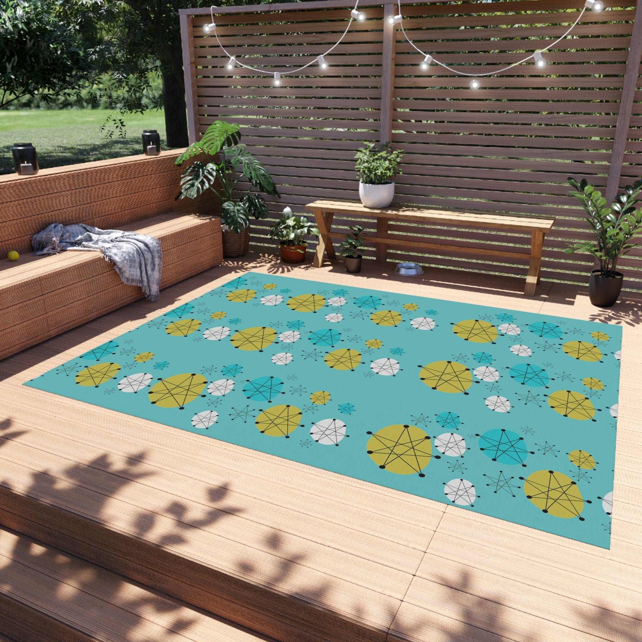 Mid Century Modern Design Francsican Starburst Atomic Aqua Blue Patio ...