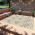 Mid Century Modern Scandinavian Flower, Mid Mod Retro Beige, Green, Aqua, Green, Orange, Indoor-Outdoor Rug Home Decor 96" × 120"