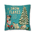 50s Mica Snow Christmas Pillow, Kitschy Mod Couple, Festive Fun Pillow Cover - Mid Century Modern Gal
