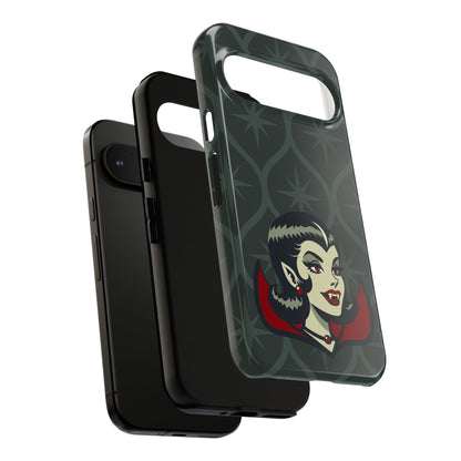 Vampire Dracula Girl Halloween Goth Horror Buff MCM Green Tough Phone Case