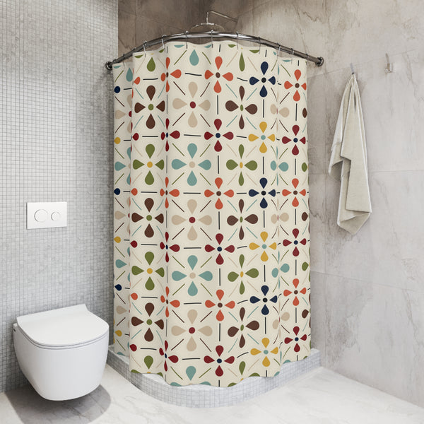 Scandinavian Floral Mid Century Modern  Shower Curtain - Vintage-Inspired Bathroom Decor